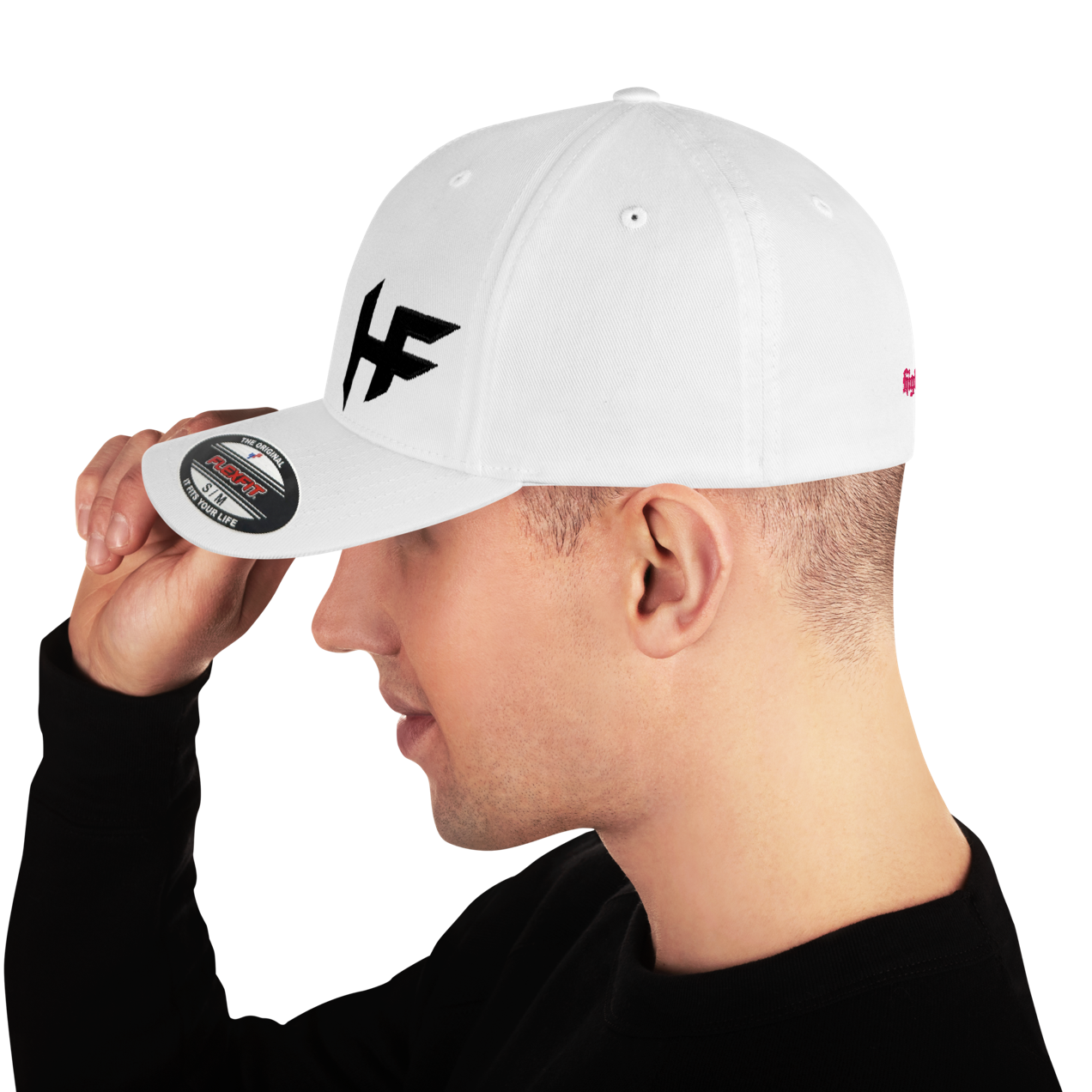 Highly Favored Flex Fit Baseball Cap in White Black